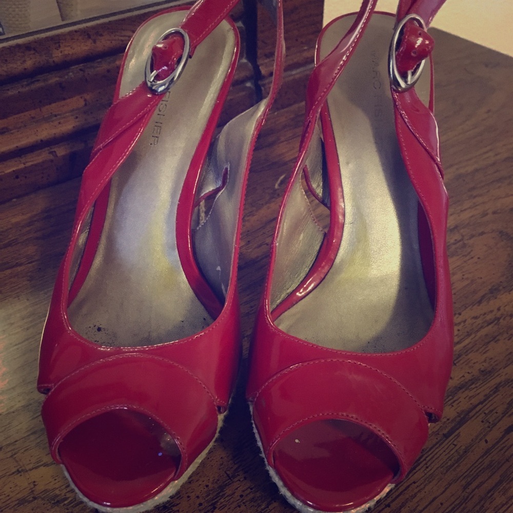 Sling back red heels